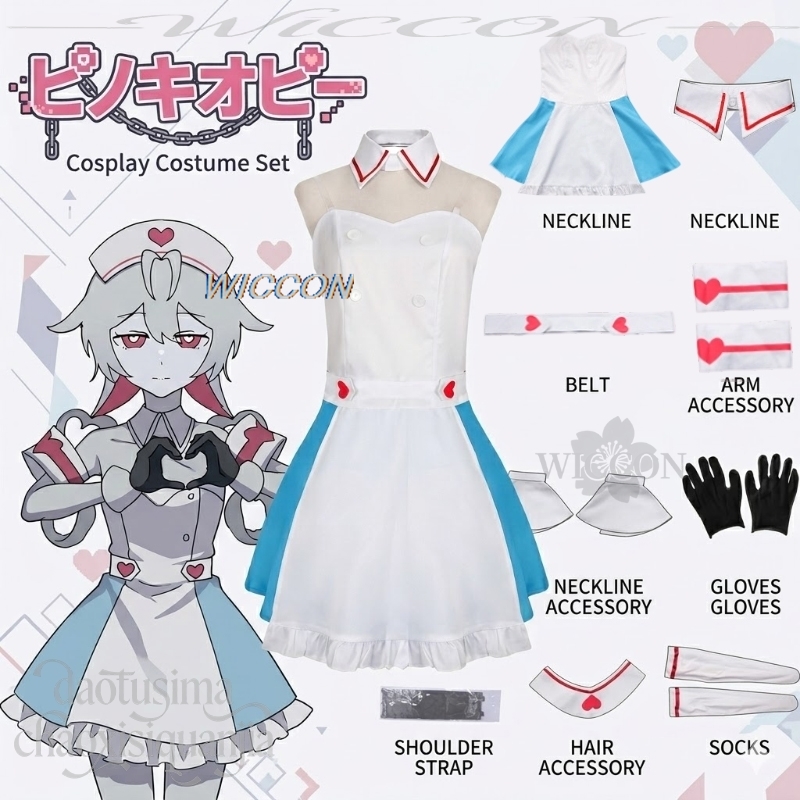 Anime Cosplay Nurse - Vtuber P Love Atrybuty Mikkuu Strój
