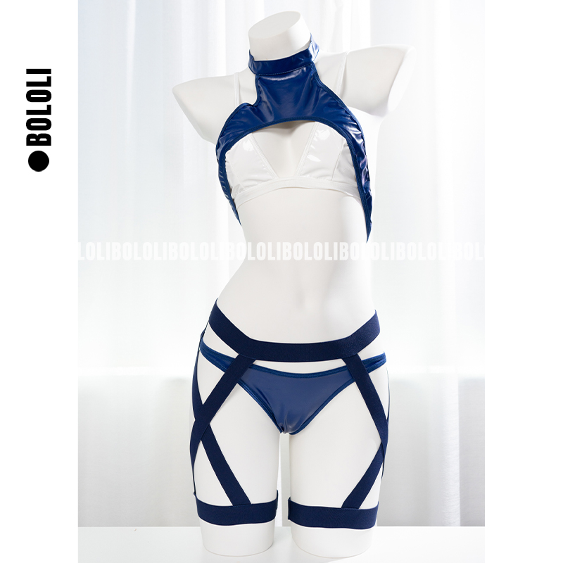 Anime Cosplay Photoshoot - Anime taktyczne niebieskie białe seksowne bikini