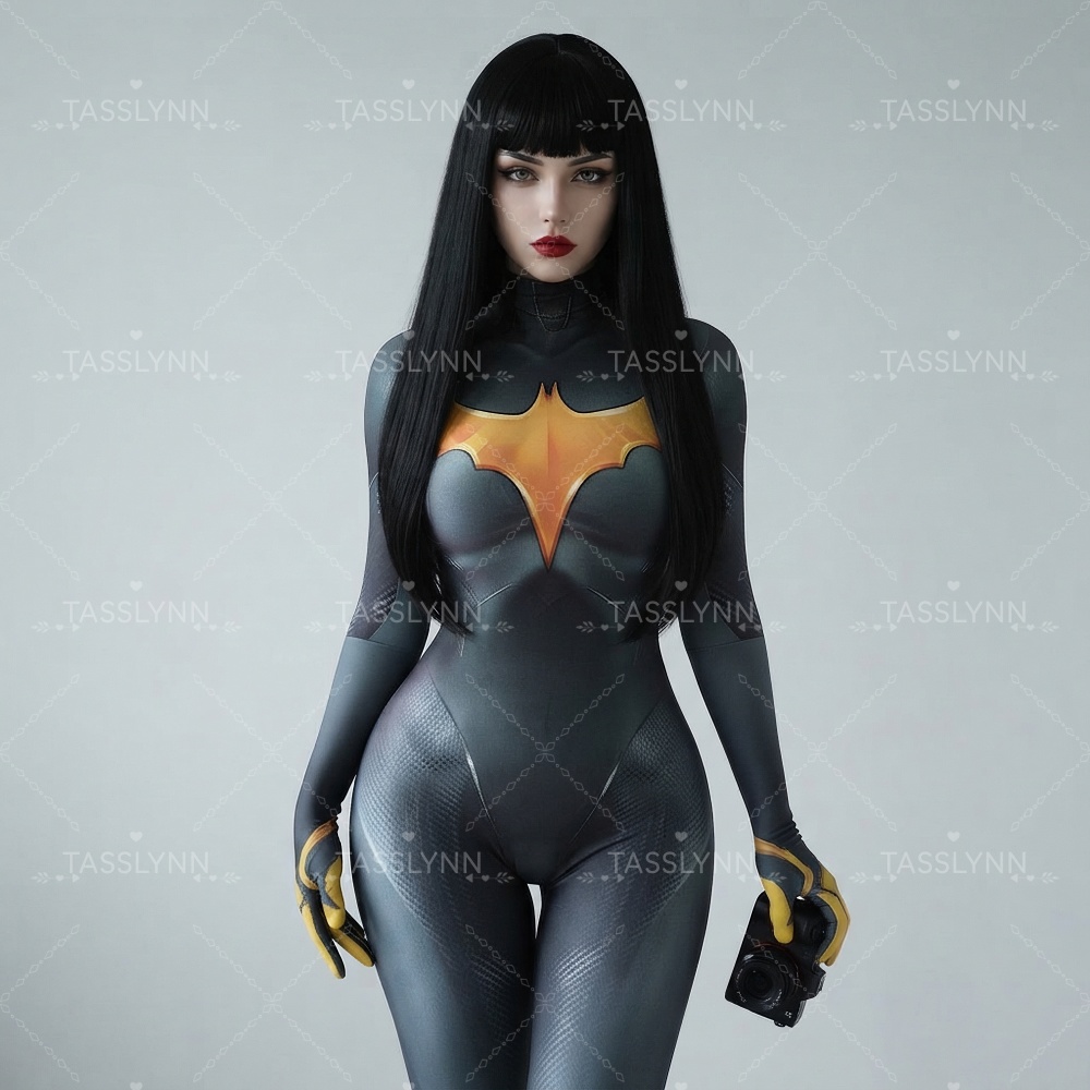 Anime Cosplay Photoshoot - Kostium Cosplay Batwoman, Czarno-Żółty Kombinezon Zentai